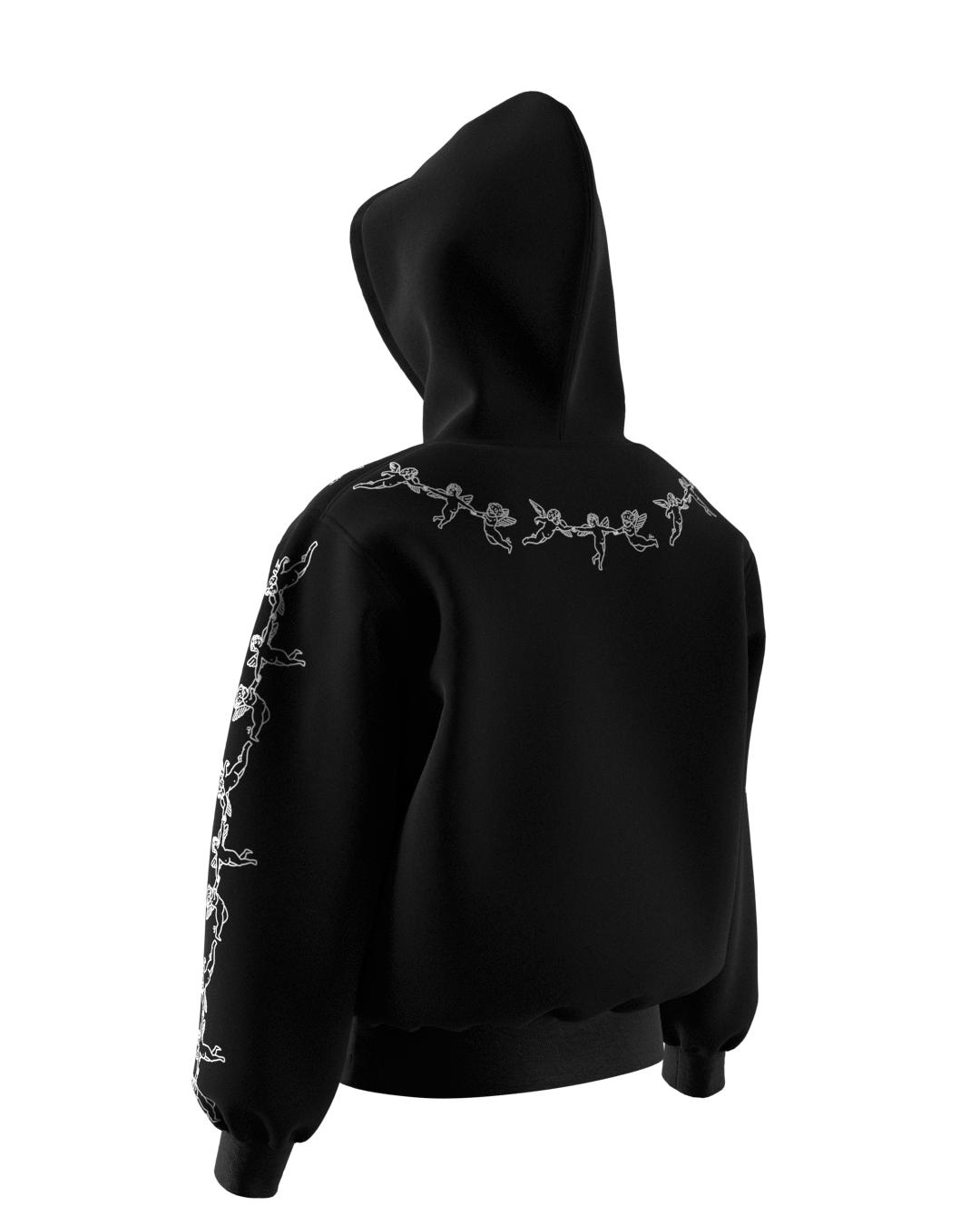 Black Angel Chain Pullover Hoodie