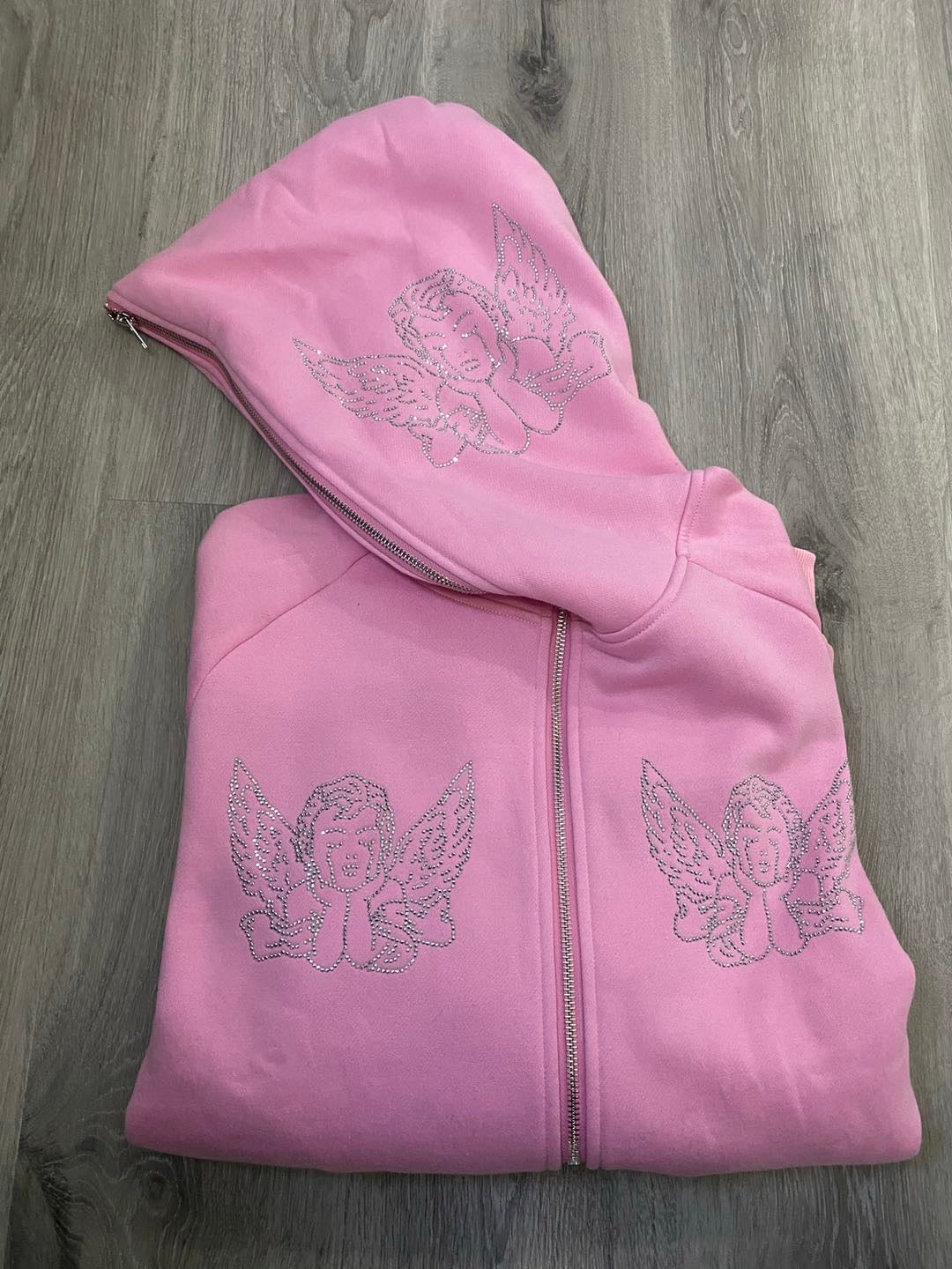 Pink Rhinestone Zip Up