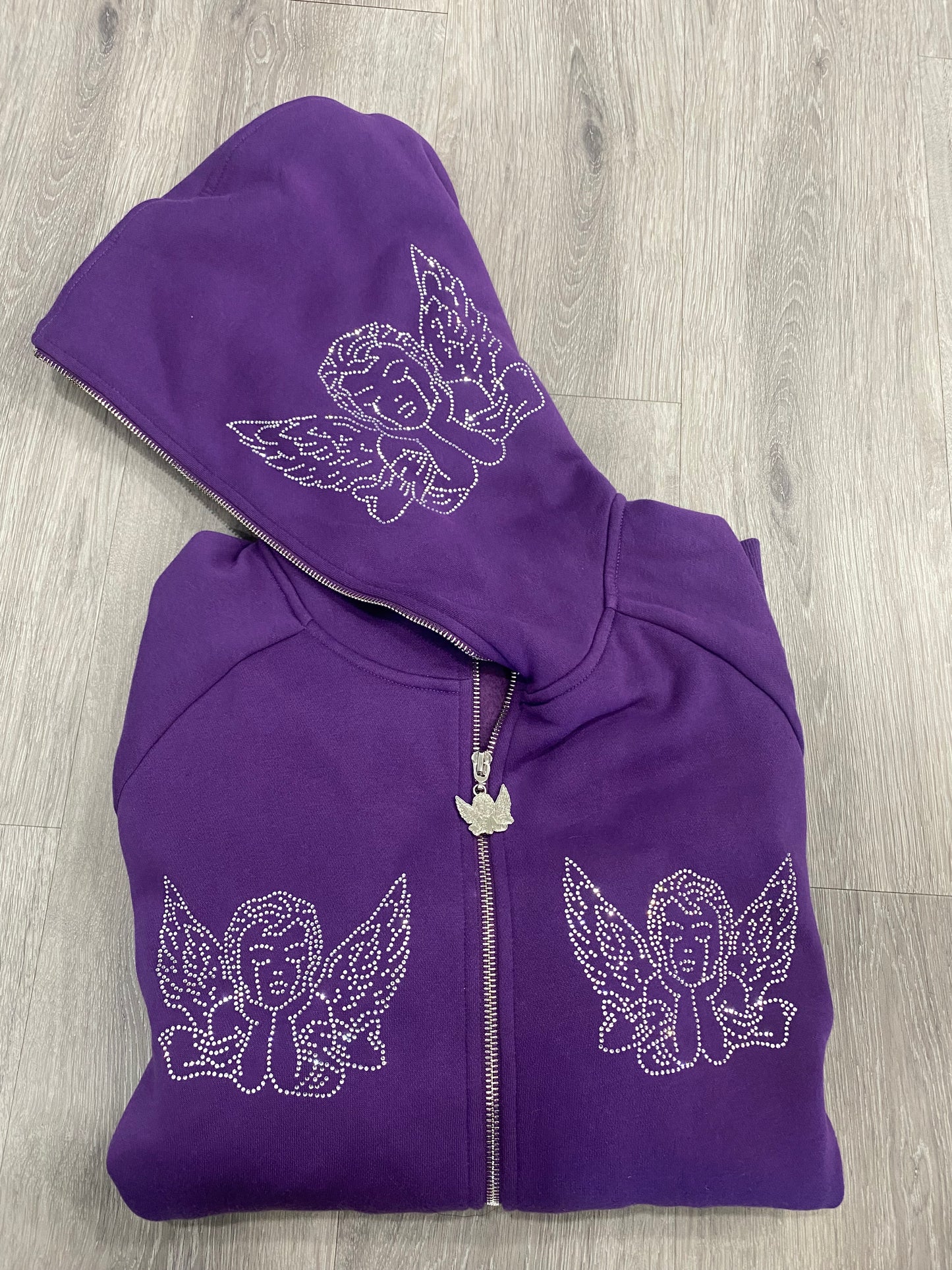 Purple Rhinestone Zip Up