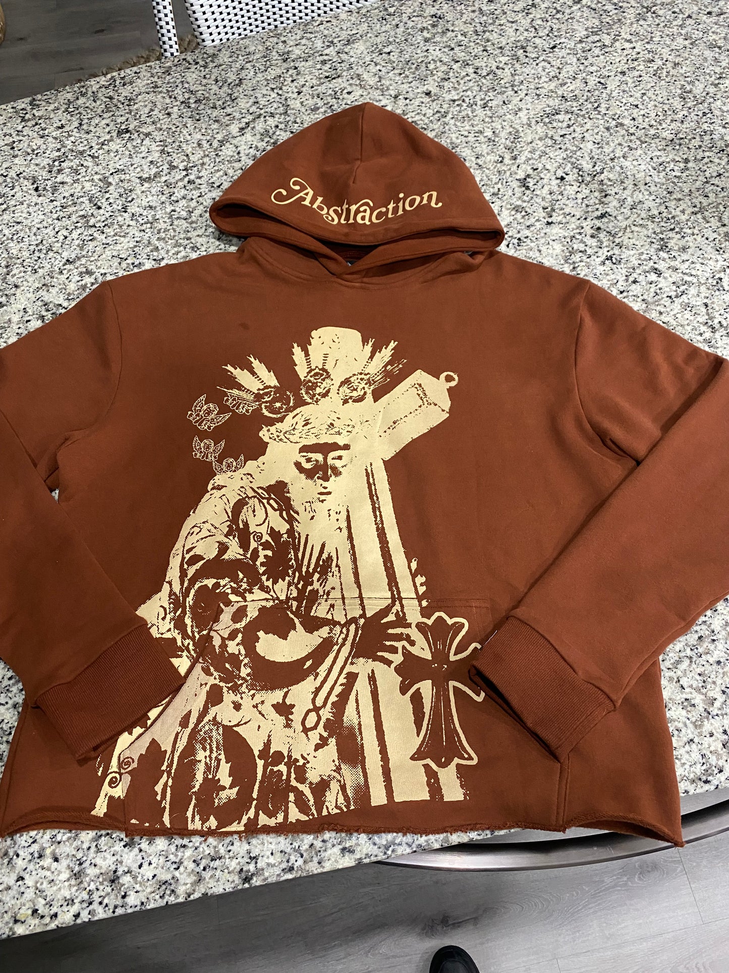 Crucifix Hoodie in Brown