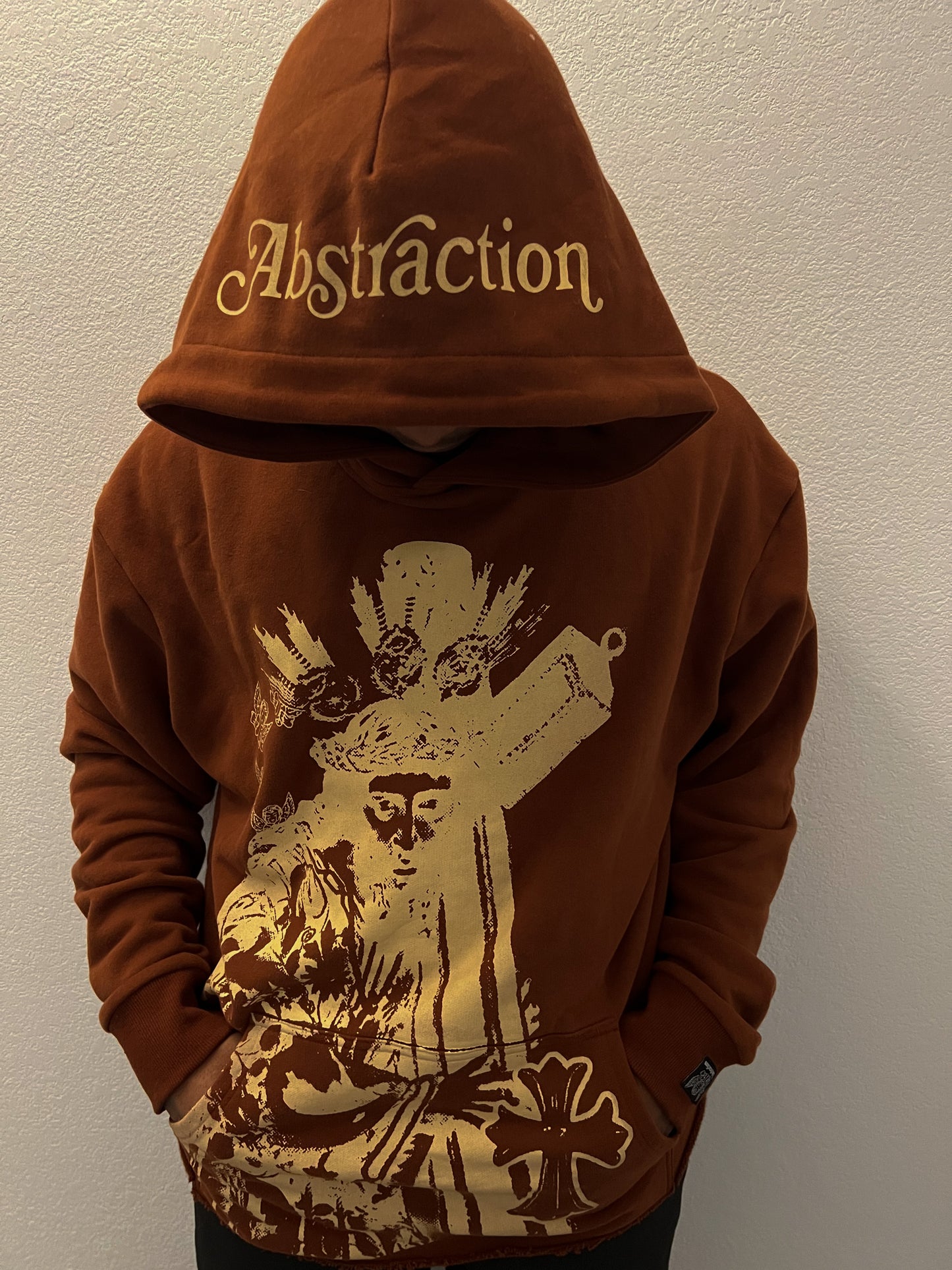 Crucifix Hoodie in Brown