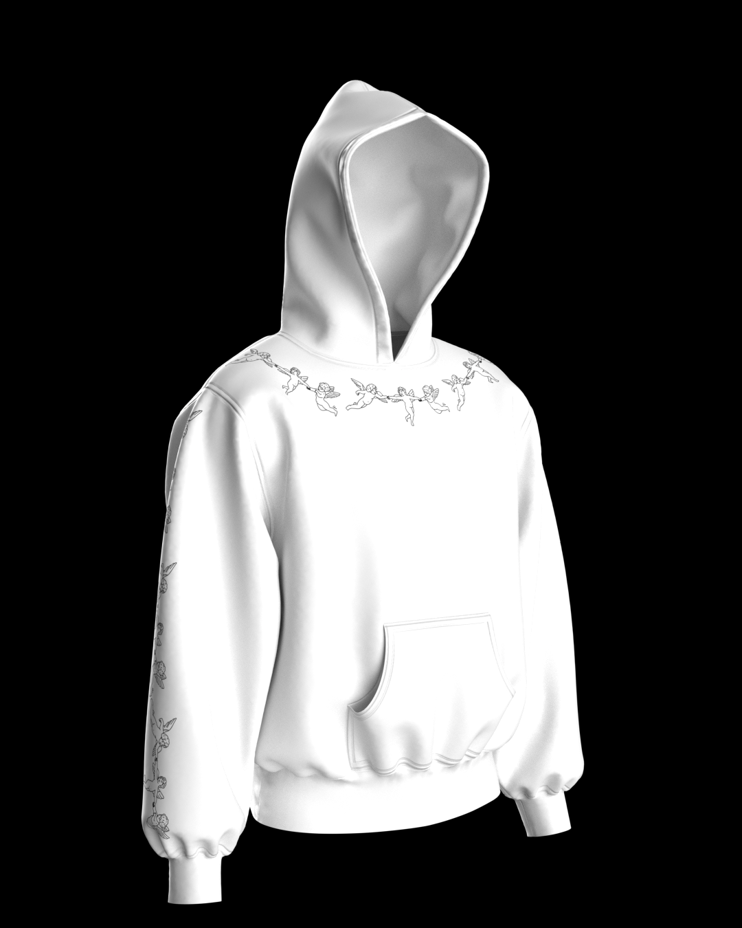 White Angel Chain Pullover Hoodie