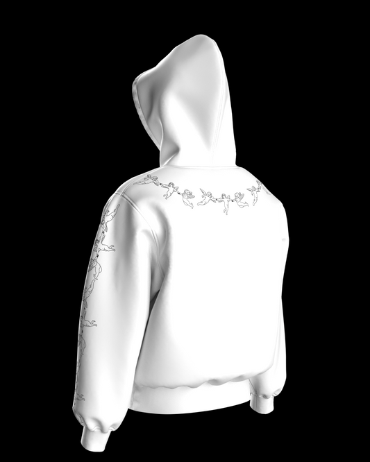 White Angel Chain Pullover Hoodie